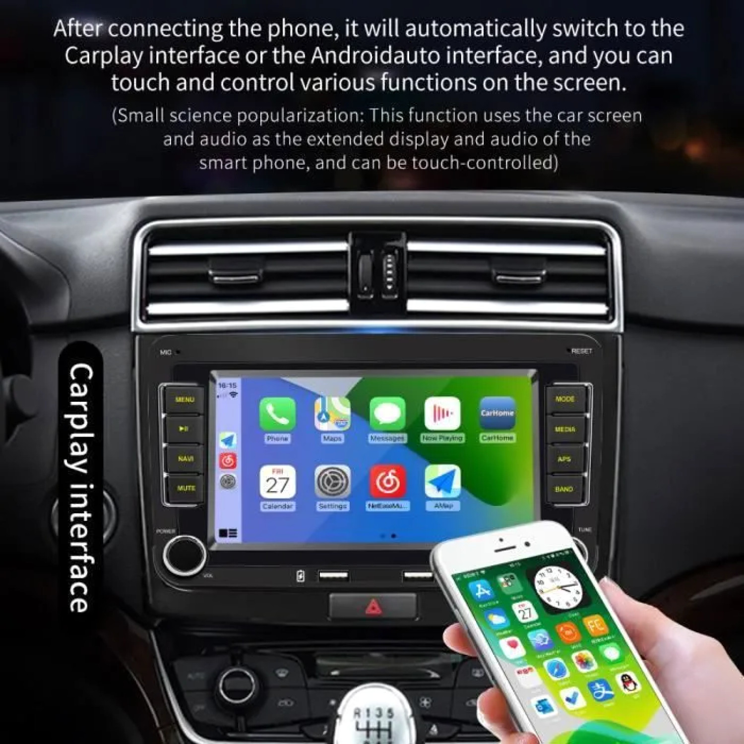 Autoradio Android 10.1 avec WiFi et Bluetooth pour caméra VW 7"