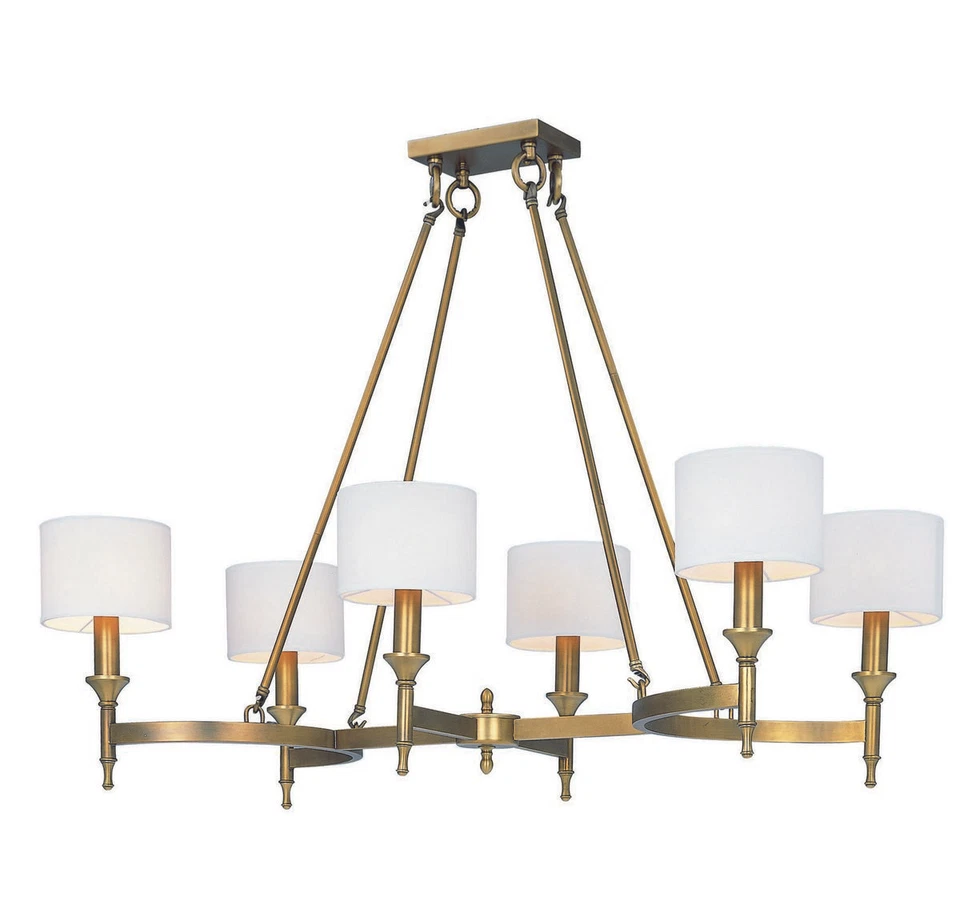 Lámpara de araña Maxim 22376OMNAB Fairmont 41" 6 luces en latón natural envejecido Foto 2 de 2