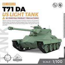 SSMODEL SS100522 1/100 15mm WarGaming Military Model Kit US T71 DA Light Tank