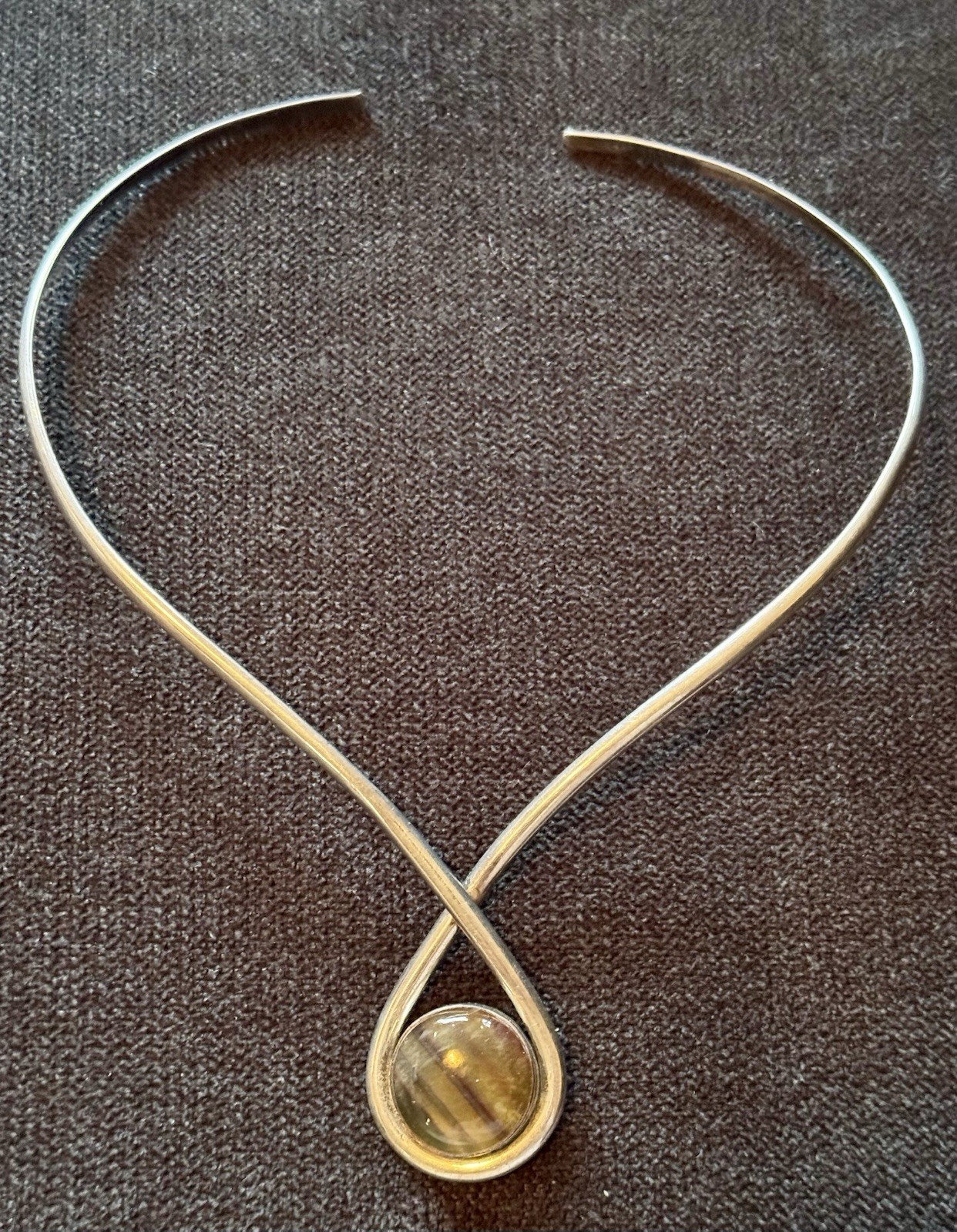 SOLID STERLING SILVER CHOKER COLLAR NECKLACE W RO… - image 1