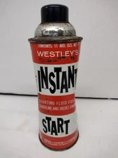 Vintage Rare Starting Fluid Westleys Instant StaRt Metal Cone Top Cool Graphics