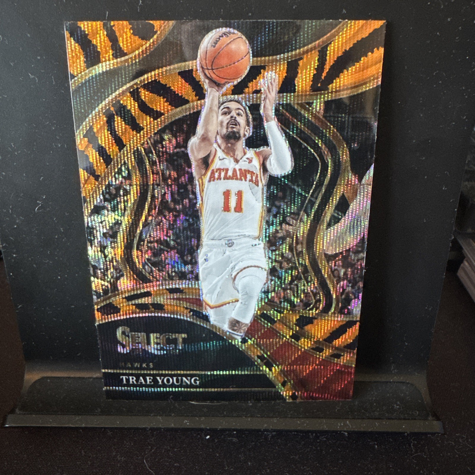 2023-24 Panini Select - Courtside Trae Young #243 Tiger Stripes Prizm
