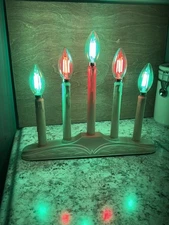 VINTAGE SAFE-T-GLO 5 LIGHT CANDOLIER CHRISTMAS ELECTRIC WINDOW CANDLE IN BOX