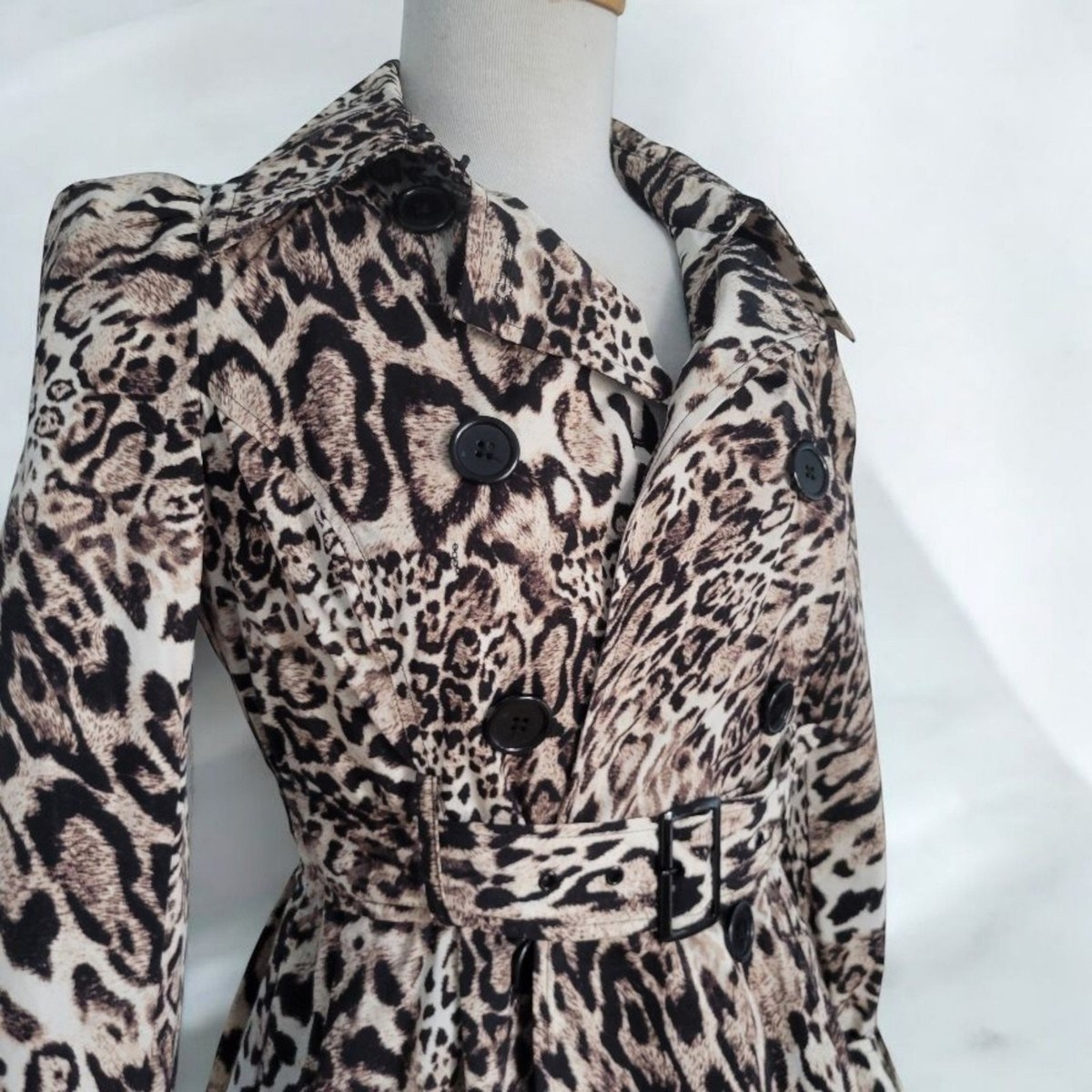 NWT BEBE AnimAL PRINT CORSET TRENCH COAT mob wife gothic punk XS - Main Image