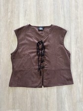 Pirate Vest Brown Soft Front Tie Size XL Mens Costume Renaissance