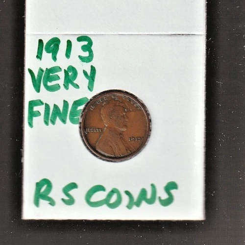 1913   VERY FINE   LINCOLN CENT   VERY FINE  1913  /  RS COINS #22G  FREE SHIP