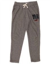 Hollister Mens Graphic Tracksuit Trousers Small Grey Flecked Cotton CQ24