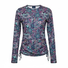 Caribbean Joe RL2PZ81 Midnight Rash Guard Top Paisley Floral Large