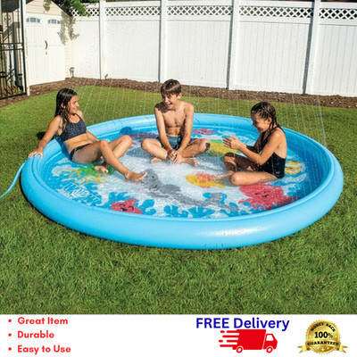 WOW Sports 10' Inflatable Splash Pad Under the Sea Backyard Kids Wading Pool New