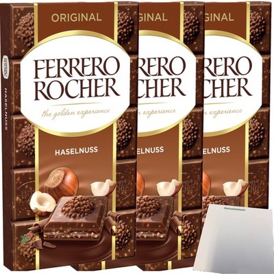 Ferrero Rocher Orignial Milk Hazelnut Officepack (3x90g Tafel) + usy Block