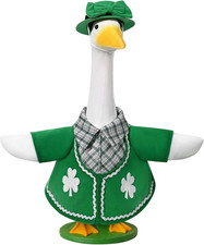 St. Patrick's Day Goose Outfits Irish Clover Porch Goose Clothes Fits 23" Cement