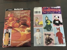 Pair  Of Halloween Patterns . Kids Costumes Sizes A 1/2, 1,2,3, 4 & Decorations