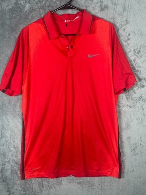 Nike Golf Tiger Woods Men's Polo Shirt Red Silver Size Medium