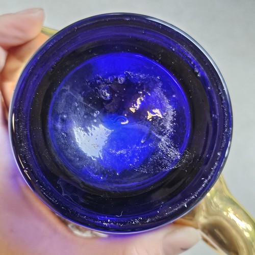 Vtg Murano Coffee Tea Set Venetian 24K Hand painted Enamel Cobalt Blue Glass - Picture 15 of 16