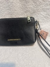 Steve Madden Black wristlet Clutch Logo W/ Zip Closure