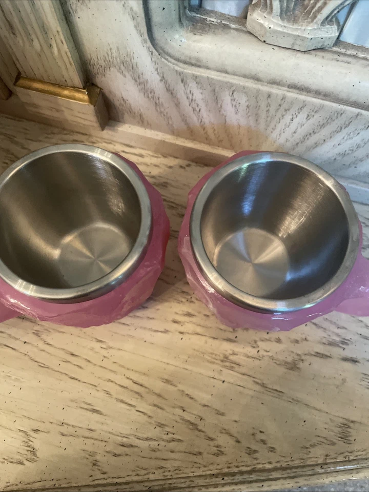 Tazas de resina de colección con aspecto de cristal rosa con tazas interiores de acero inoxidable - Juego de 2 Foto 3 de 4