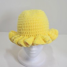 Handmade crochet ruffled fisherman hat adult lace yarn fashionable ruffled hat