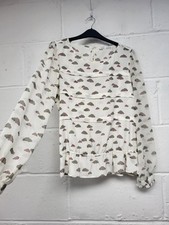 Next Cream Cloud Print Long Sleeve Sheer Lightweight Blouse Size 10 BNWT. PT