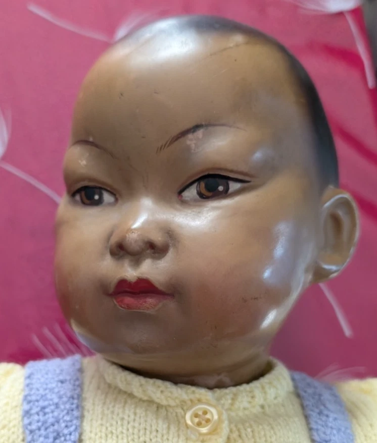 Poupée baigneur  ancien Petitcollin Celluloïd Asiatique taille 50 - Photo 3/4