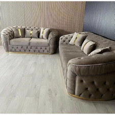 Ark Future Ambassador 3-Seater Sofa in Beige & Gold – Luxurious Modern Couch