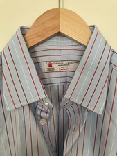 euc TURNBULL  ASSER Dress Shirt Blue/Red/White Striped French Cuffs 17/43