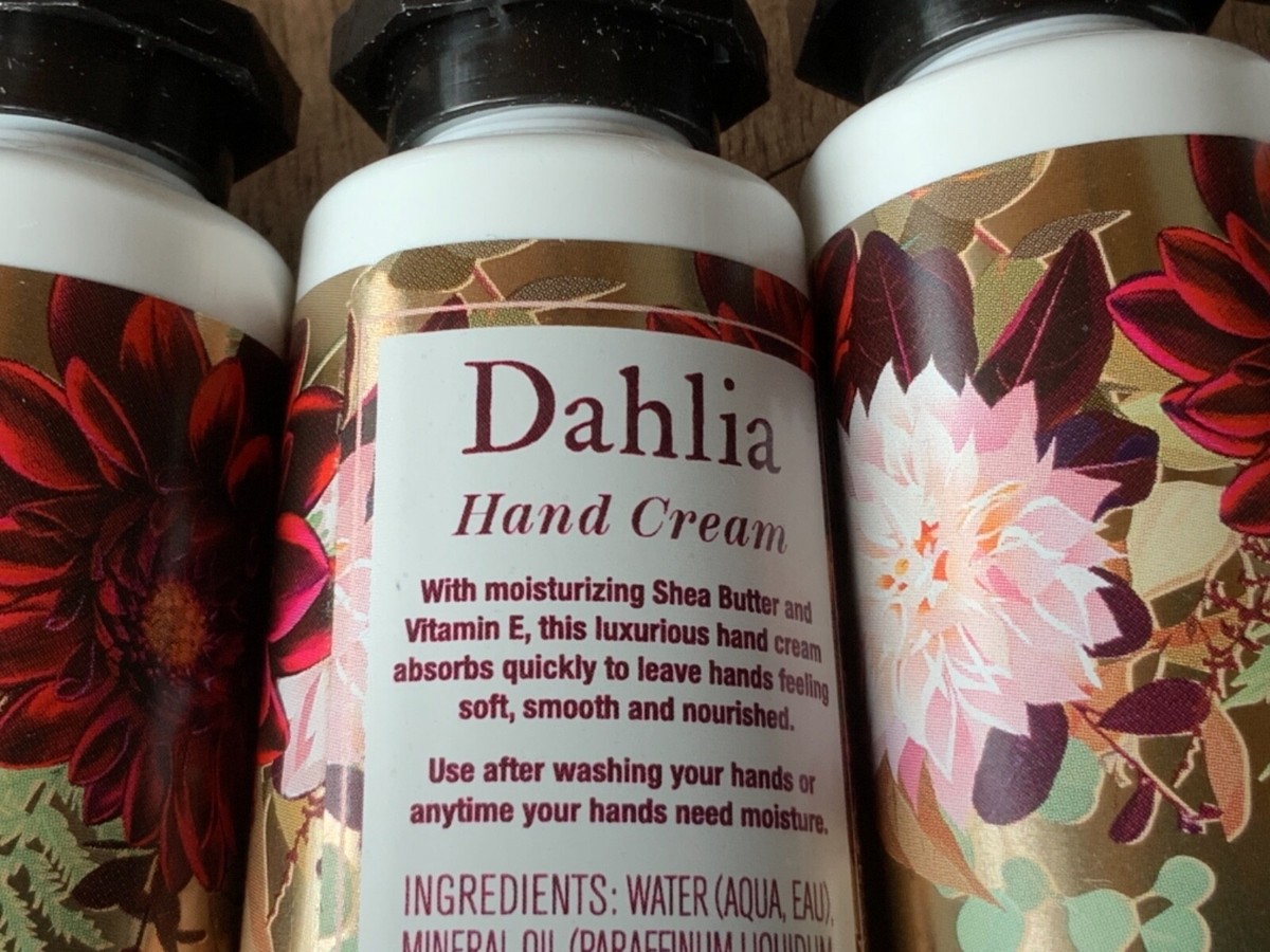 8 (eight) DAHLIA 1oz Travel Size Shea Butter HAND CREAM Bath and