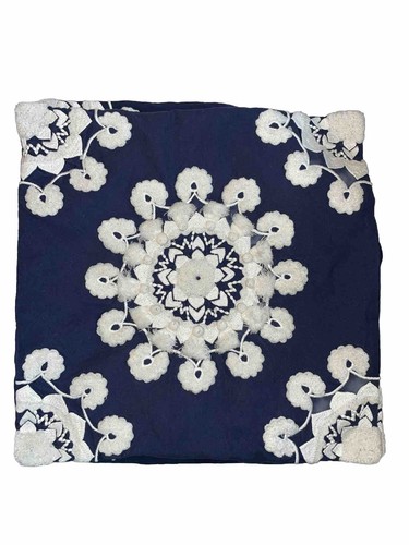 POTTERY BARN Set/2 Copricuscini-19x19 Blu-Bianco Ricamato Disegno Rialzato (33�� - Foto 1 di 8