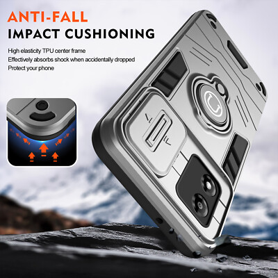 For Motorola Moto E13, Luxury Shockproof Cover KickStand Ring Holder Case