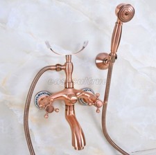 Bathroom Clawfoot Tub Faucet Antique Red Copper Hand Shower Wall Mounted ena372