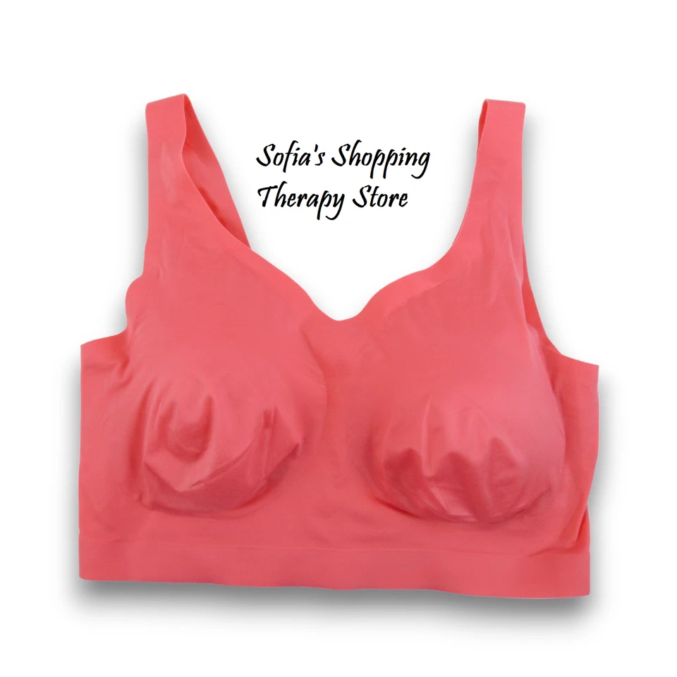 Pack de 2 sujetadores Rhonda Shear cepillados cuello en V sin costuras con almohadillas extraíbles Rosa - Melocotón Foto 2 de 4