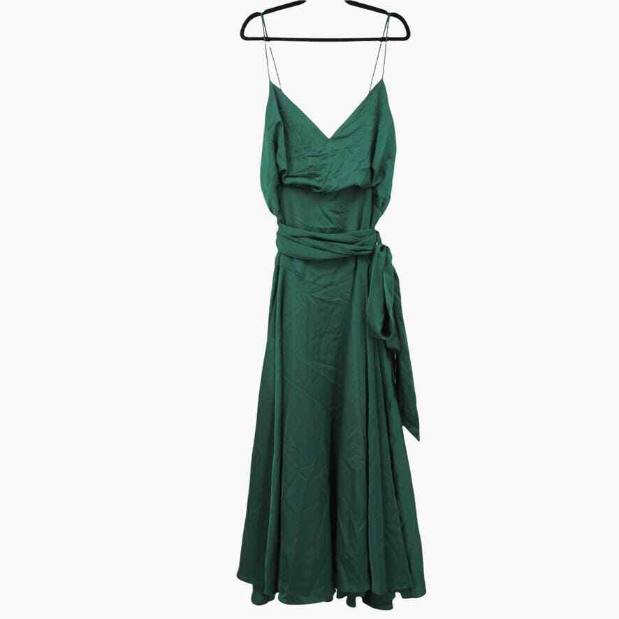 fame and partners green dress New 22 Blusoned Tie Waist Maxi Sleeveless No Split Womens dresses