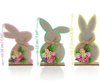 12 Portaposate Pasquali In Feltro A Forma Di Coniglietto - Decorazione Tavola Per Pasqua - Foto 10