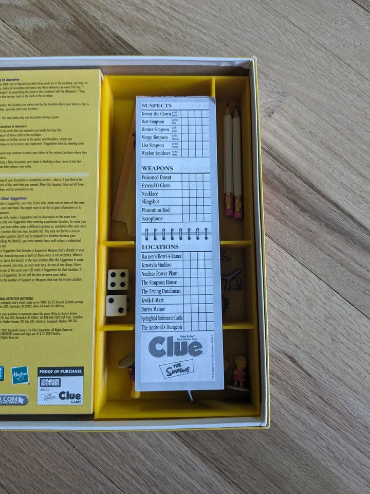 Juego de mesa Simpsons Clue - Organizador de piezas de juego mejorado, personalizado Foto 3 de 4