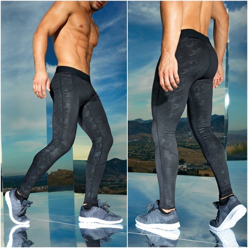 Mens Camo Camouflage Fitness Leggings 