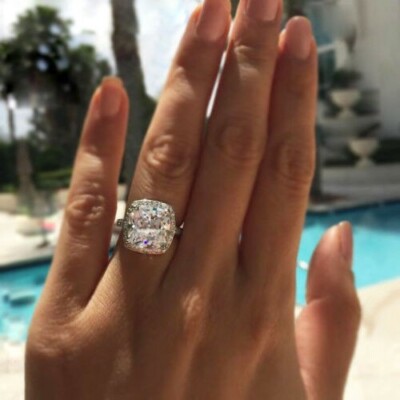 2.1Ct Cushion Simulated Diamond Lovely Halo Engagement Ring 14kWhite Gold Plated