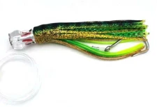 9" Green Fishing Cup Trolling Skirt Rigged Lure Resin Head Marlin Wahoo Mahi