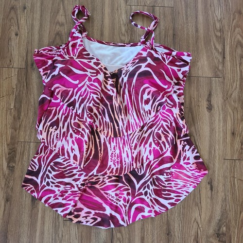 Damen UPF 50 Stufen Tankini Oberteil - Simply Swim Multi Pink Größe 26W - Bild 9 von 9