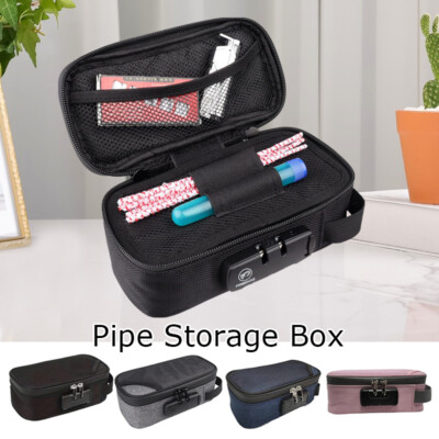 pipe tobacco storage box Tobacco Pipe Storage Box Bag Portable Large-Capacity with Lock Smell Proof  Bag