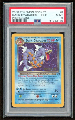 2000 DARK GYARADOS HOLO PRERELEASE TEAM ROCKET PSA 9 MINT #8/83 POKEMON TCG WOTC