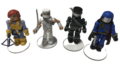 GI Joe Lego Mini Mates - Snake Eyes  Scarlet Storm Shadow Cobra Com w/ STANDS