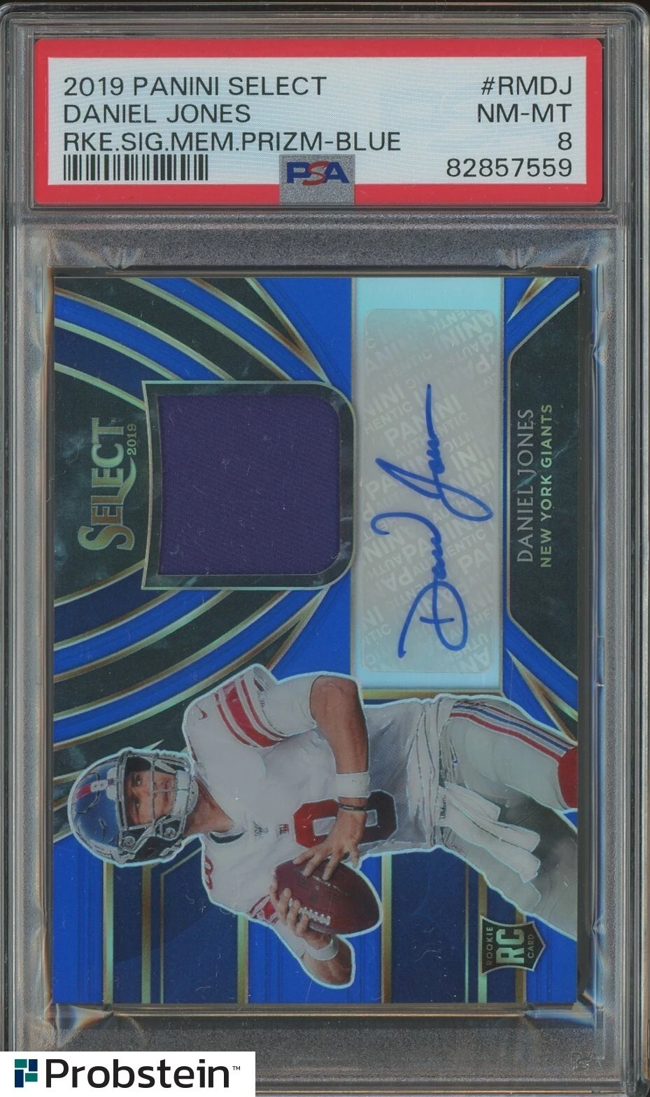 Daniel Jones Panini Select Rookie Signature Memorabilia Prizm #RMDJ Blue