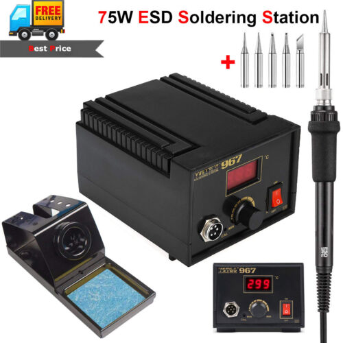 967 Digital Soldering Station 75w Welding Rework Repairing Tool with 5pcs tips - Picture 1 of 11