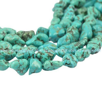 Natural Turquose Chps Nugget Beads 15.5 Strand Blue Green Black
