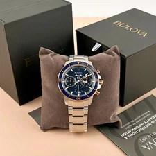 Bulova Marine Star 98B301 Blue Dial 45mm Stainless Steel Men's Quartz Watch