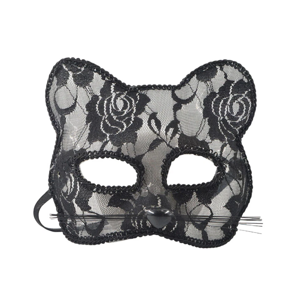 Women Erotic Lace Cat Mask Half Face Cover Cosplay Mask Sexy Fancy Dress Gifts - Image 4 of 4