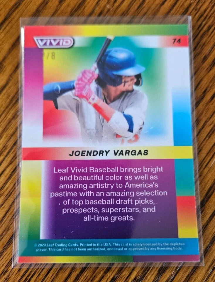 Joendry Vargas -2023 Leaf Vivid Rookie Red Mojo #/8 No.74 - Dodgers - Image 3 of 3
