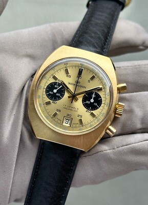 Vintage Wakmann Valjoux 7734 Gold-Plated Chronograph 37mm Ref. 1435