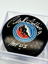 Clark Gillies Autographed Hockey Hall of Fame HOF Puck New York Islanders W/ COA