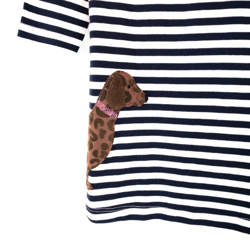 Joules Navy White Striped A-Line Artwork Long Sleeve Rosalee Dress - Size 2Y NEW - Picture 11 of 14