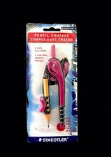 STAEDTLER Pencil Compass 957 SBKS Blunt Metal Safety Tip 2 Sided Pink Compass